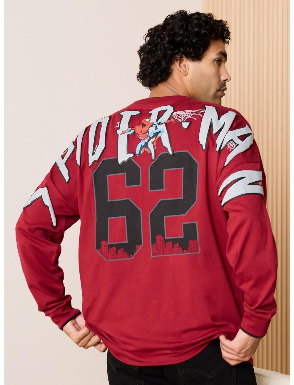 NWT BoxLunch Marvel Spider-Man Symbol Long Sleeve T-Shirt in Red sz XL